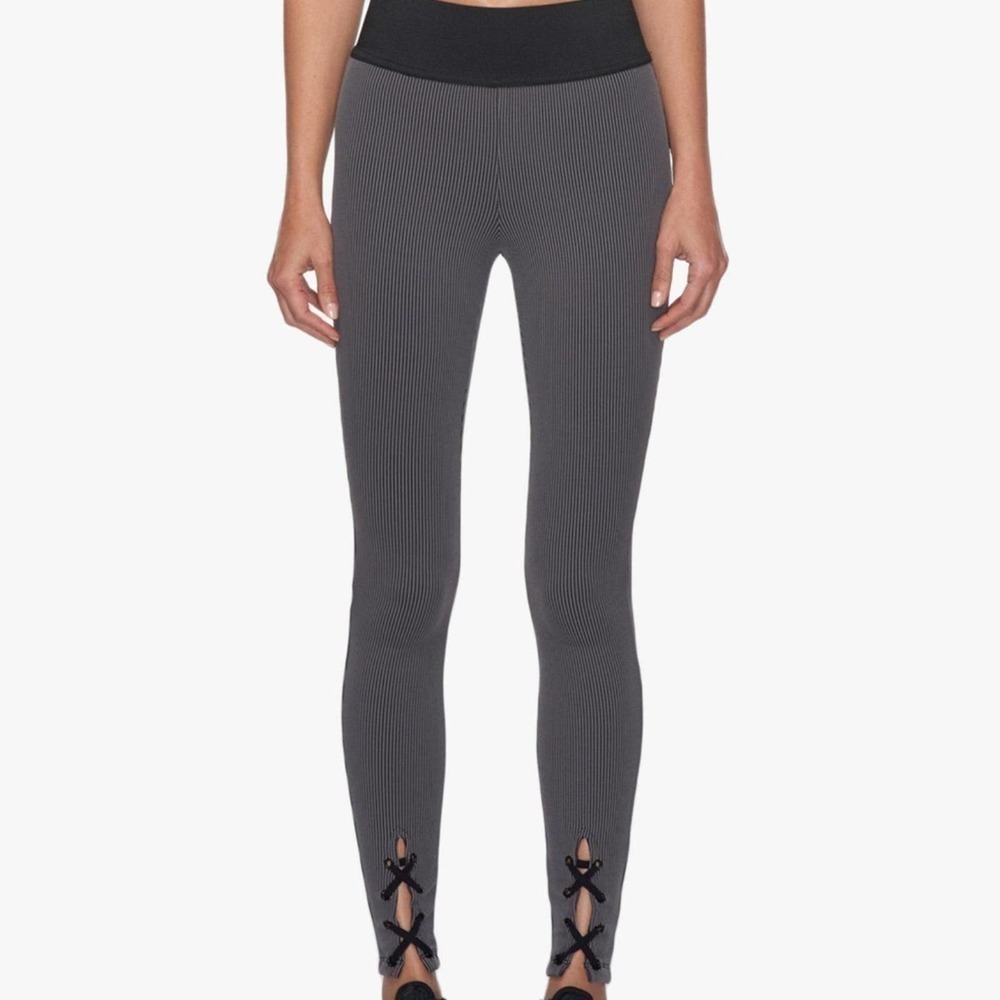 Koral steel grey session pillar leggings ribbed black waistband no size